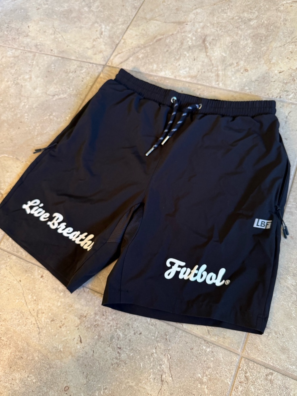 Live Breathe Futbol Black Maestro Shorts Drawstring Zipper Pockets Men’s Large - Picture 2 of 11